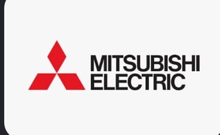 Mitsubishi Electric logo with red diamond symbol and black text on light background
